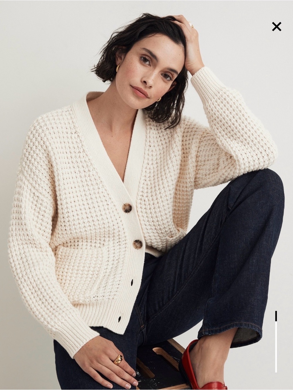 Madewell Waffle-Knit V-neck Cardigan